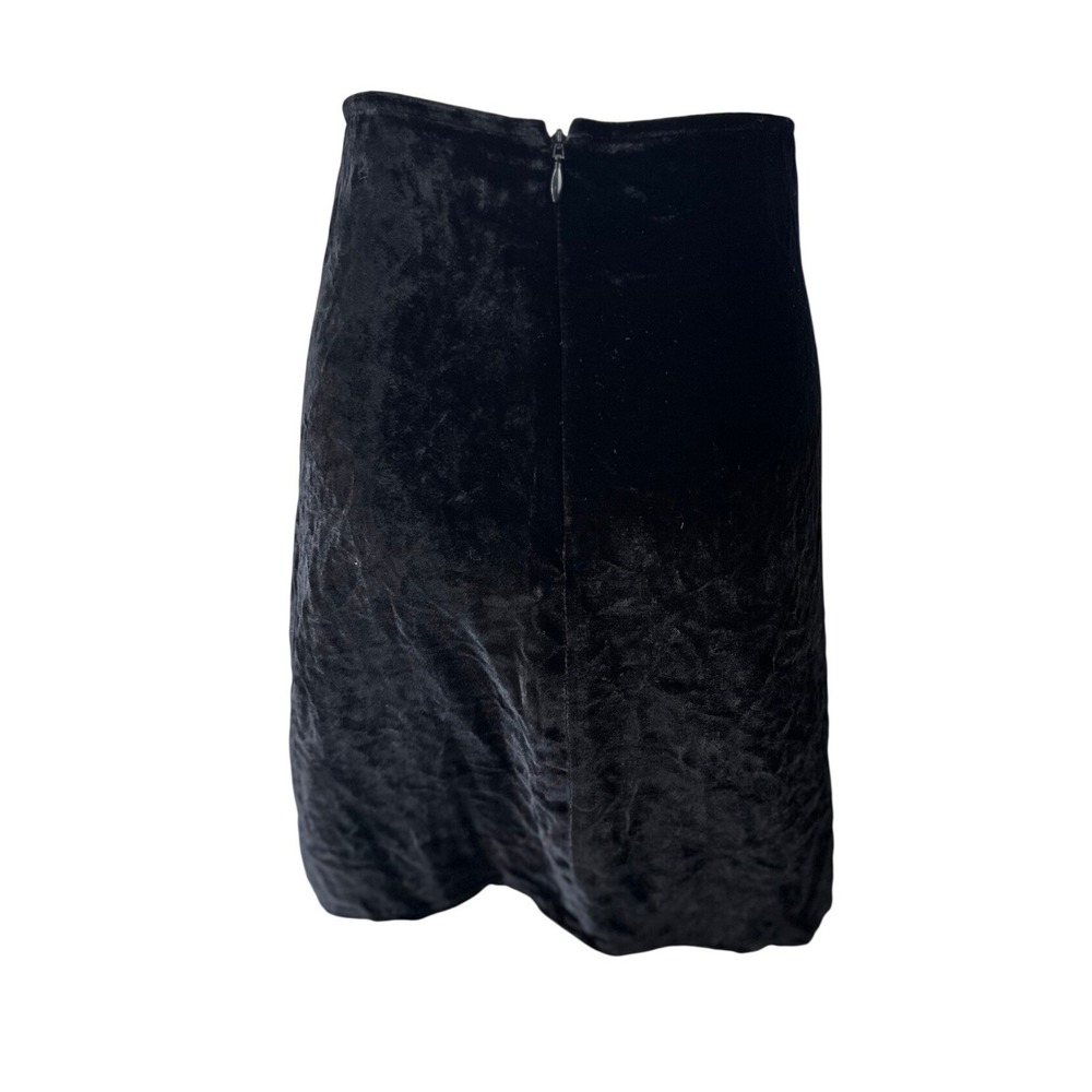 Reformation SZ 12 Black Velvet Silk blend Mini Skirt High Slit Front - Picture 7 of 14
